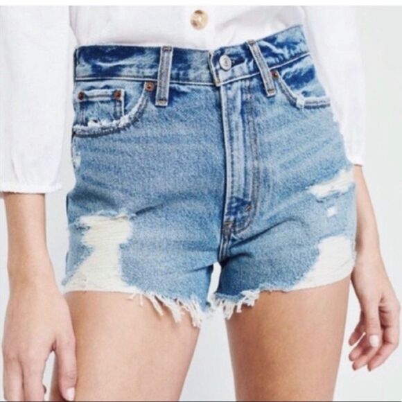 Abercrombie & Fitch Pants - Abercrombie & Fitch High Rise Distressed Jean Shorts 24/00 NWOT